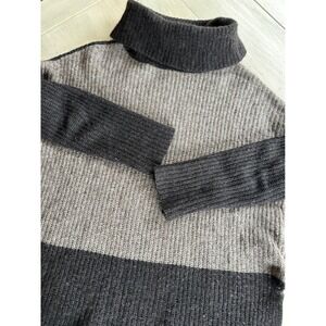 Eileen Fisher Turtleneck Sweater XS Brown Gray Colorblock Italian Wool Yak